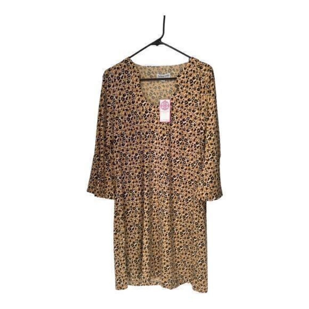 Buckhead Betties Wildcard Maren‎ Animal Print Poly-Knit Long Sleeve Dress L NWT